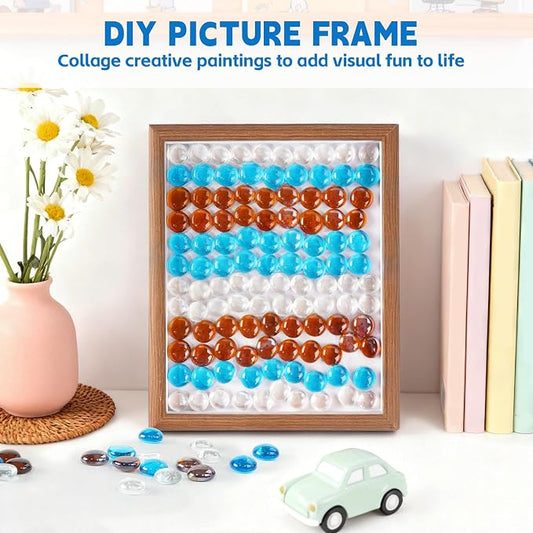 3/4 Inch Blended Fire Glass Beads,20LB Round Fire Glass Beads for Fire Pit Table, Fireplace and Fire Bowl (Caribbean Blue+Crystal Ice+Amber)