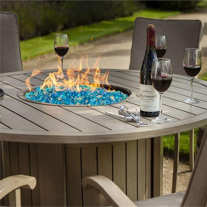 Onlyfire 10 lbs Fire Glass Diamonds 1 Inch, Reflective Fire Pit Glass Rocks for Propane & Natural Gas Fireplace, High Luster Multi-Faceted Stones, Caribbean Blue (Multicolor & Blends Available)