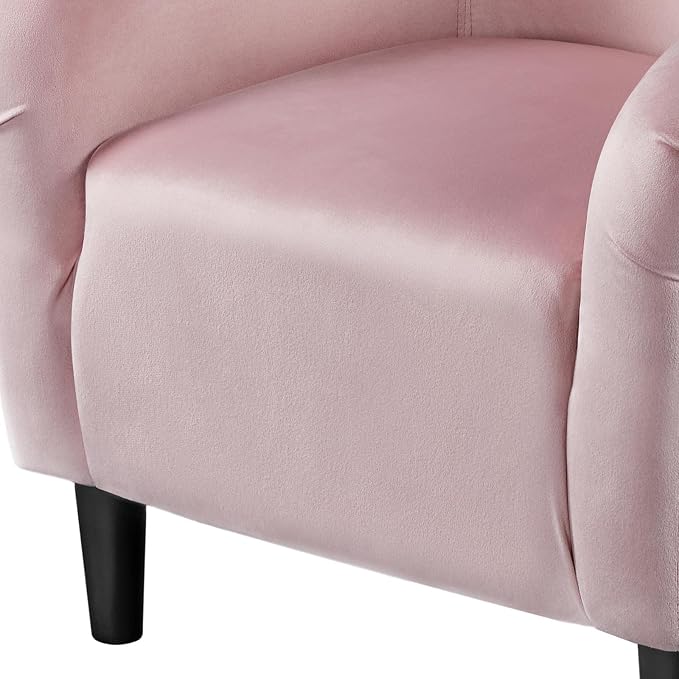Topeakmart Velvet Accent Chair, Comfy and Modern Velvet Club Chair with Armrest and Sturdy Legs for Living Room/Bedroom Study, Set of 2, Pink