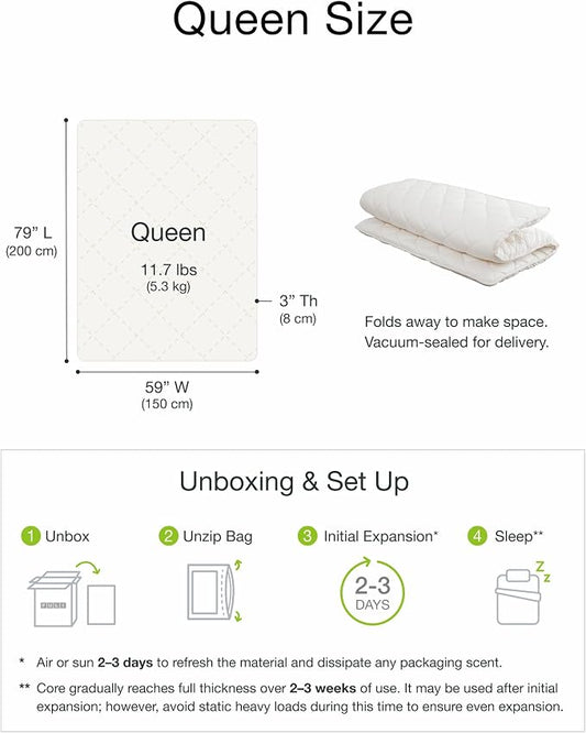 FULI Premium Japanese Futon Bed, Foldable Floor Bed, Wavy Foam Core Portable Sleeping Pad Shikibuton, Made in Japan (Queen)
