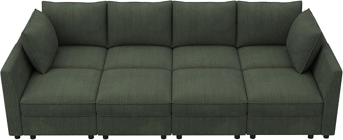 HONBAY Modular Sofa Sectional Sleeper Couch with Storage Seat Reversible Sectional Sleeper Couch Modular Sofa - Green