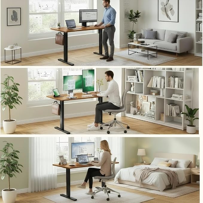 Marsail Whole Table Top, 48" x 30" Inch One-Piece Standing Desk Top, 6" Extra Wide,Rectangular Brown Wood Board for Height Adjustable Desk & Home Office