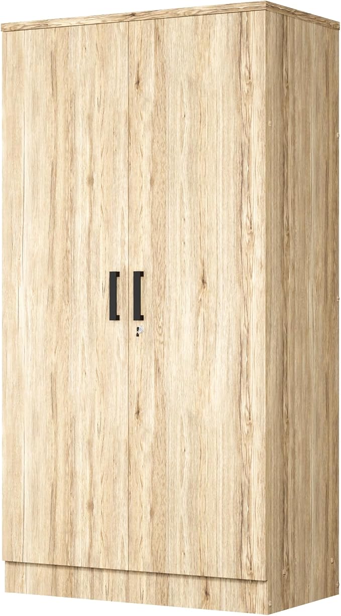 Woodpeckers Furniture And Mattress 2 Doors Wardrobe with Shelves (Natural Oak)