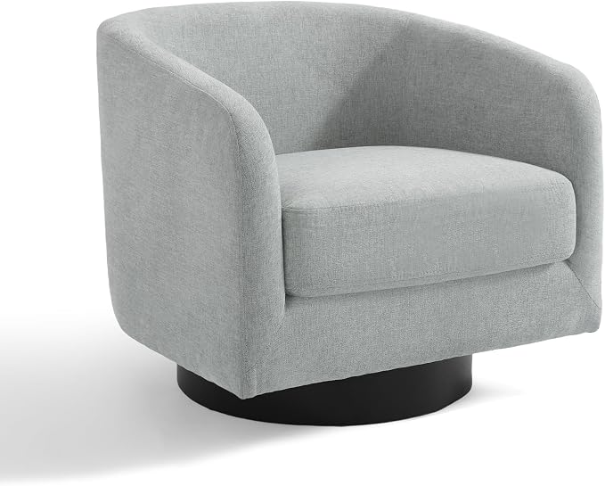 Swivel Accent Chairs Set of 2, Chenille Barrel Chair Upholstered Armchair for Living Room, Modern Round Arm Chair Small Single Sofa Bedroom Reading Seat - Light Gray
