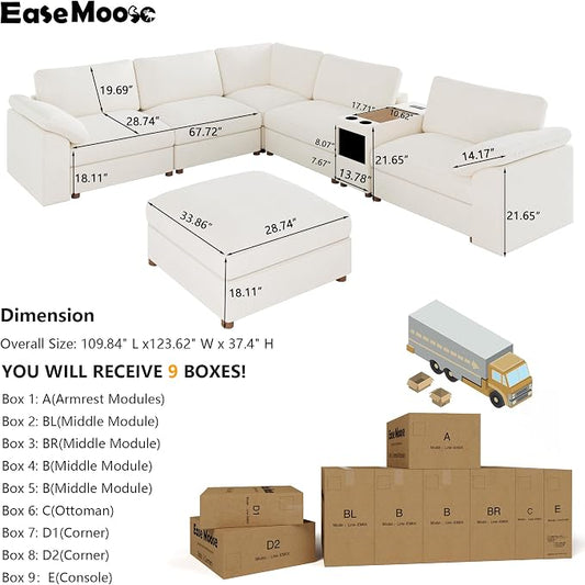 EASE MOOSE L Shape Sectional Modular Sofa,Oversized Modular Cloud Sofa