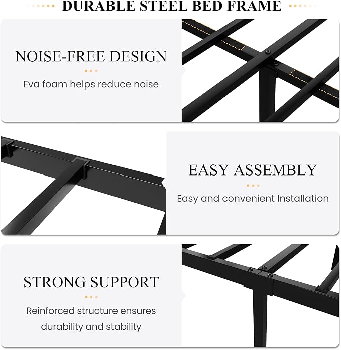 SHA CERLIN Full Size Bed Frame with Headboard,Metal Bed Frame with Butterfly Pattern Design Headboard & Footboard,No Box Spring Needed,Easy Assembly,Black