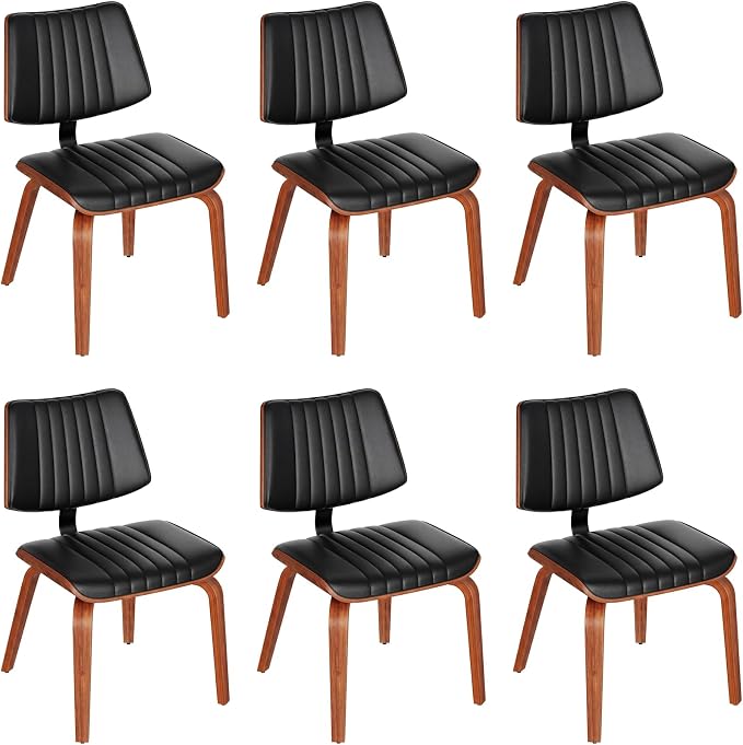 Armless Dining Chairs Set of 6, Walnut Black | Set of 6 premium armless chairs with ergonomic support and luxurious padding. Ideal for upscale dining rooms and entertaining