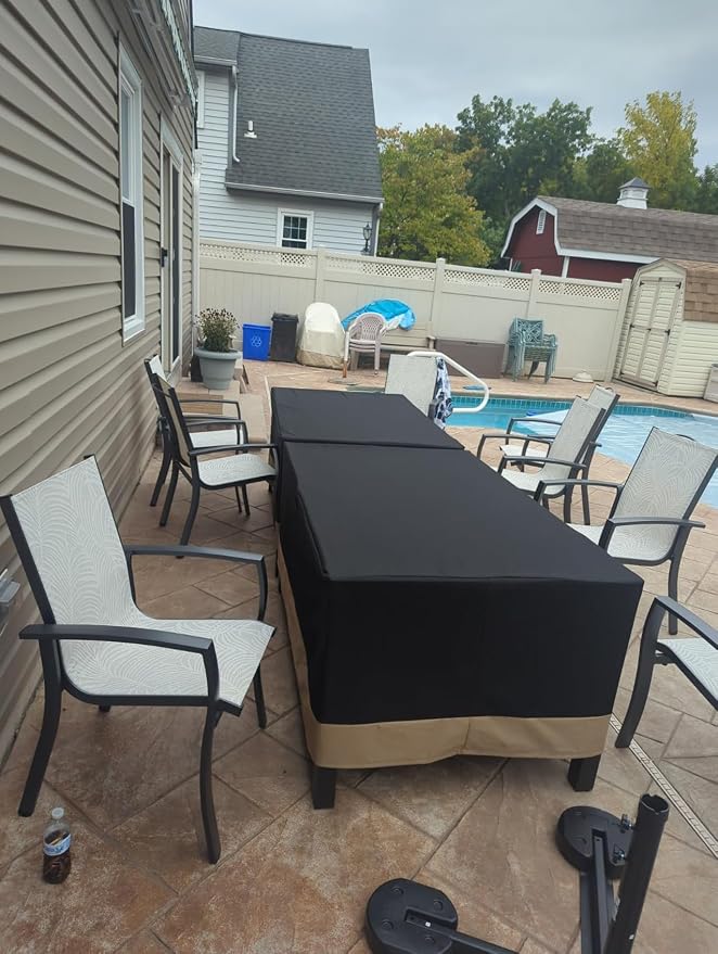 Heavy Duty Waterproof 60Inch Rectangle Fire Pit Cover for Outdoor Patio Gas Fire Table,60"L X 38"W X 24"H,Weather Resistant,Black