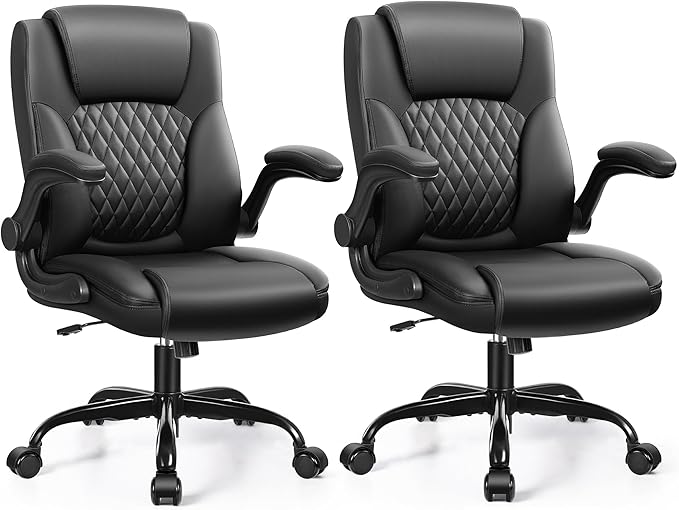 Leather Office Chair, PU Home Computer Desk Chairs with Ergonomic Back Support, 360°Swivel Free,Small Gaming Chair with Wheels and Adjustable Armrests, for Short People Use