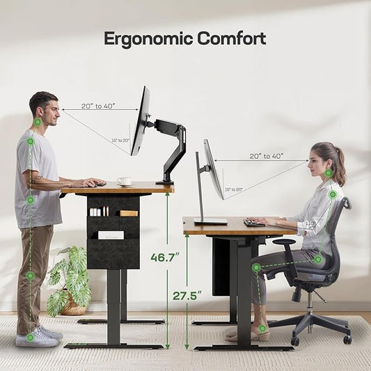 Marsail Standing Desks 55"x24" Adjustable Height Home Office Desks,Electric Standing Desk with Storage Bag,Stand up Desks for Study,Writing,Work Computer Desks 4 Memory Preset with Headphone Hook