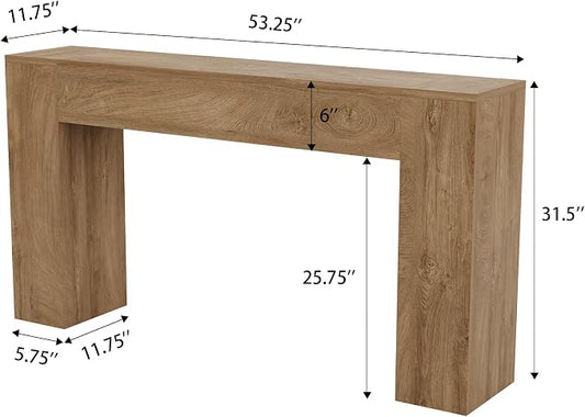 Epecoya Wood Console Table for Entryway Living Room, 53-Inch Long Sofa Table, Farmhouse Rectangular Accent Console with Wooden Double Base for Behind Couch Hallway Foyer Entrance, Light Oak Brown