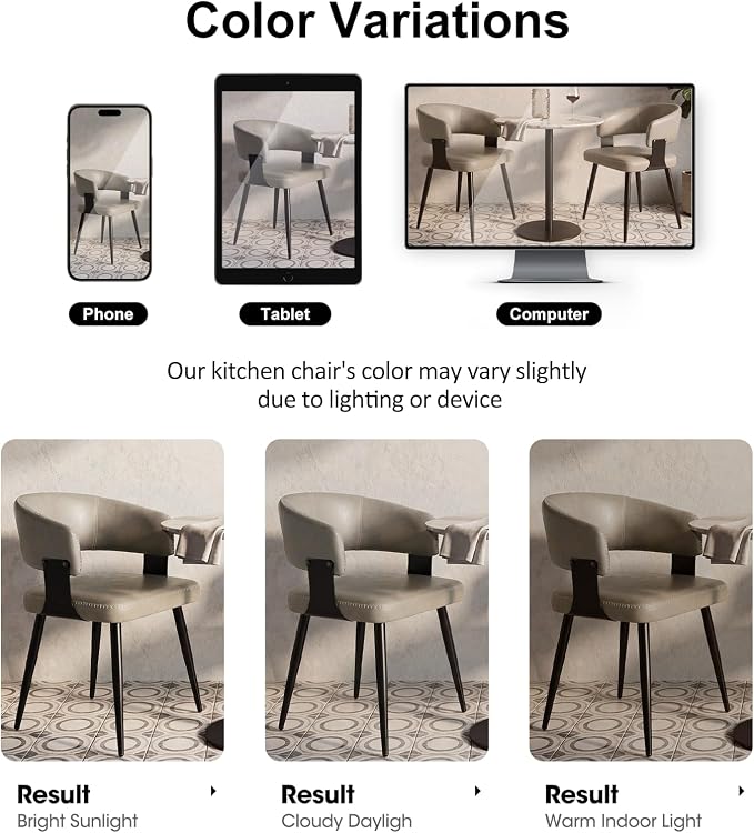 Dining Chairs Set of 6, Modern Upholstered Faux Leather Kitchen Chairs with Elegant Stitching, Easy to Assemble & Clean for Dining Room, Restaurant, Cafe, Matte Gray
