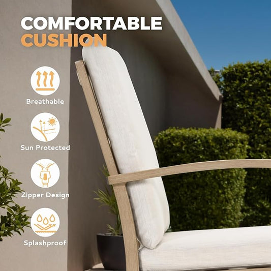 HAPPATIO 7 Piece Patio Dining Set, Aluminum Outdoor Dining Set for 6, Patio Furniture Sets, 2 Swivel Dining Chairs, 4 Dining Chairs, Aluminum Furniture Set for Patio, Yard (Beige)