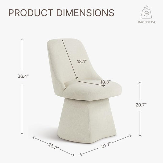 KISLOT Swivel Dining Chairs Set of 1, Upholstered Mid Century Modern Deskchair with High Back, Linen Fabric Kitchen Chairs for Dining Room, Bedroom, Dressing Room, Linen