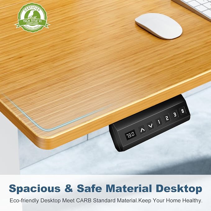 DUMOS 63 Inch Electric Standing Desk Height Adjustable, Sit to Stand Computer Workstations Large Work PC Table Home Office Writing Gaming Desks with Memory Presets for Walking Pad, Bedroom, Oak