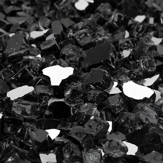 Onlyfire 10 lbs Fire Glass Rocks 1/4 Inch, Reflective Tempered Glass for Propane Fire Pit & Gas Fireplace, High Luster Firepit Glass Stones for Fire Table, Onyx Black (Multicolor Options Available)