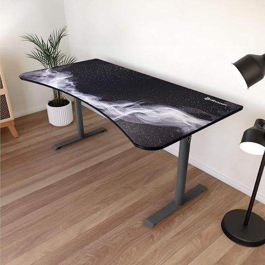 Arozzi Arena Special Edition Ultrawide Curved Gaming and Office Desk with Full Surface Water Resistant Desk Mat Custom Monitor Mount Cable Management Cut Outs - Gunmetal Galaxy
