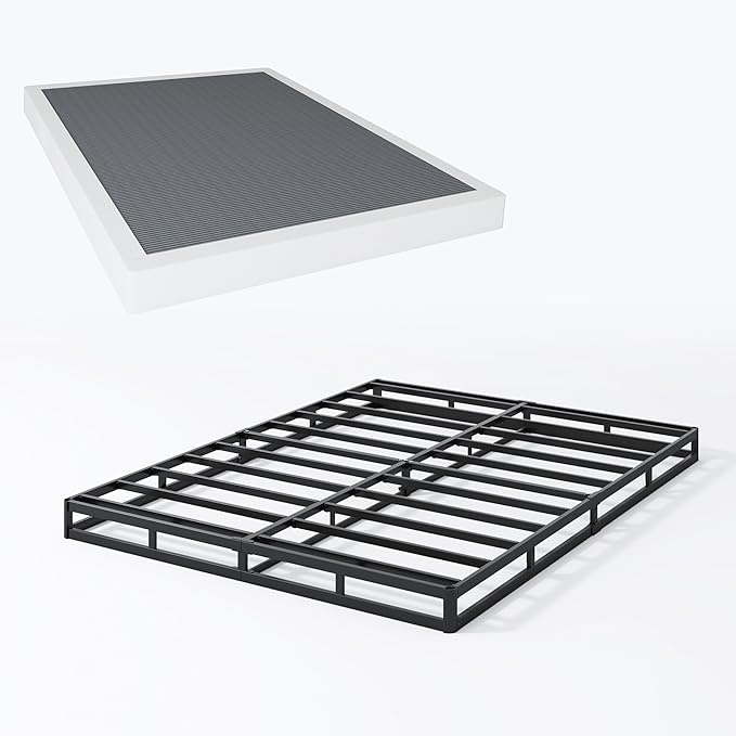 SHLAND Box Spring King - 3 Inch Heavy Duty Low Profile Metal King Box Springs for Bed, Mattress Foundation, Easy Assembly,Easy Clean Cover