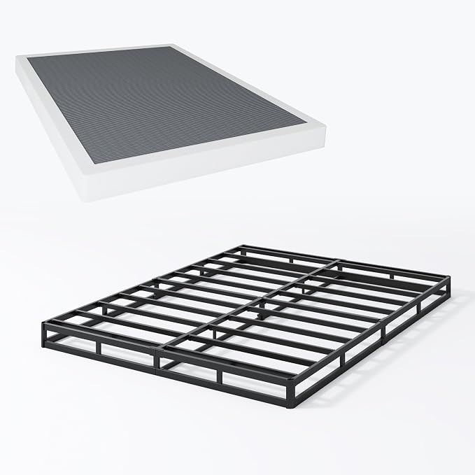 SHLAND Box Spring Queen - 3 Inch Heavy Duty Low Profile Metal Queen Box Springs for Bed, Mattress Foundation, Easy Assembly,Easy Clean Cover