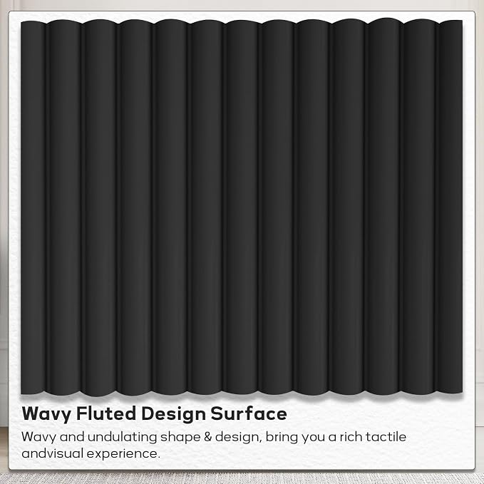 SUNWAVE 6 Drawer Dresser for Bedroom, 49.6" Wide Modern Fluted Dresser with Round Corner, Wood Chest of Drawers for Living Room (Black)