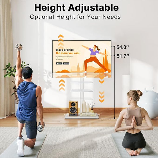 TVON Floor TV Stand with Mount for Most 32-65 Inch Flat/Curved TVs up to 88 lbs, Height Adjustable TV Mount Stand with Wood Base, Swivel TV Stand for Bedroom, Corner & Living Room, Max VESA 400x400mm