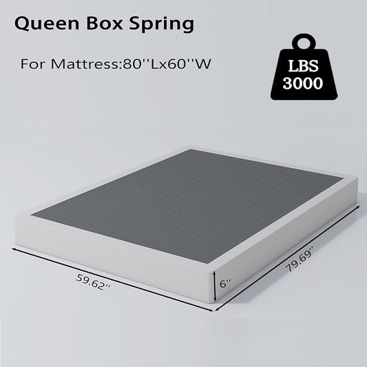 Vaciwe Queen Box Spring 6 Inch Heavy Duty Metal Box Springs Mattress Foundation with Easy Clean Fabric Cover, Noise Free, Easy Assembly