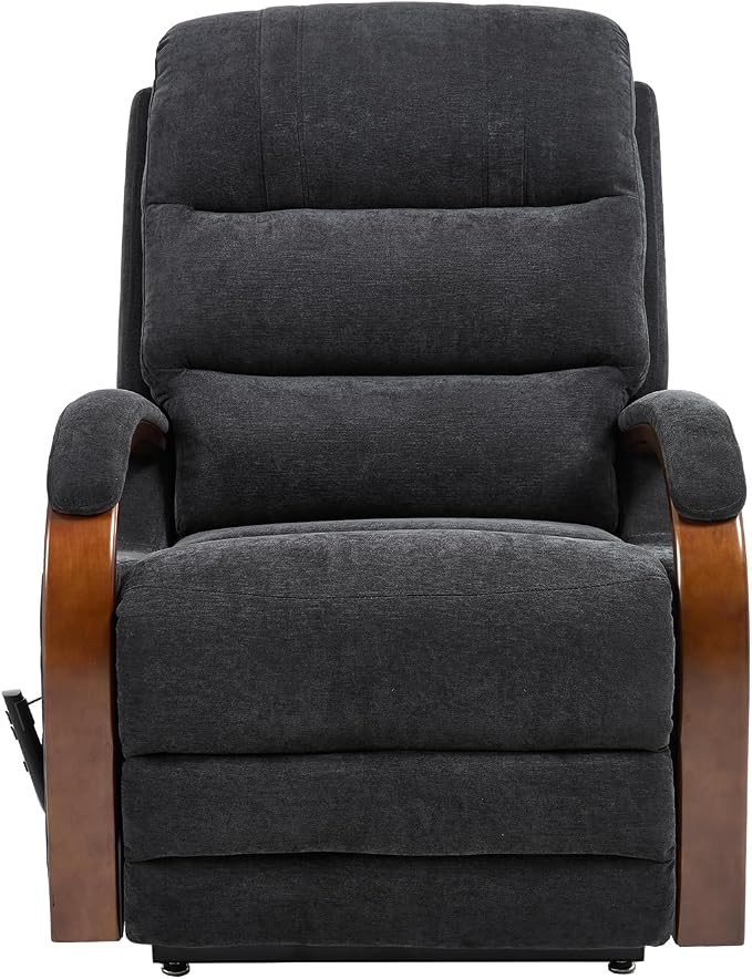 Trustyue Power Lift Recliner Chair, 180° Lay Flat Recliner, Lift Chair with Massage and Heat, Standing Assistance, Living Room Chair for Elderly People Chenille, Black