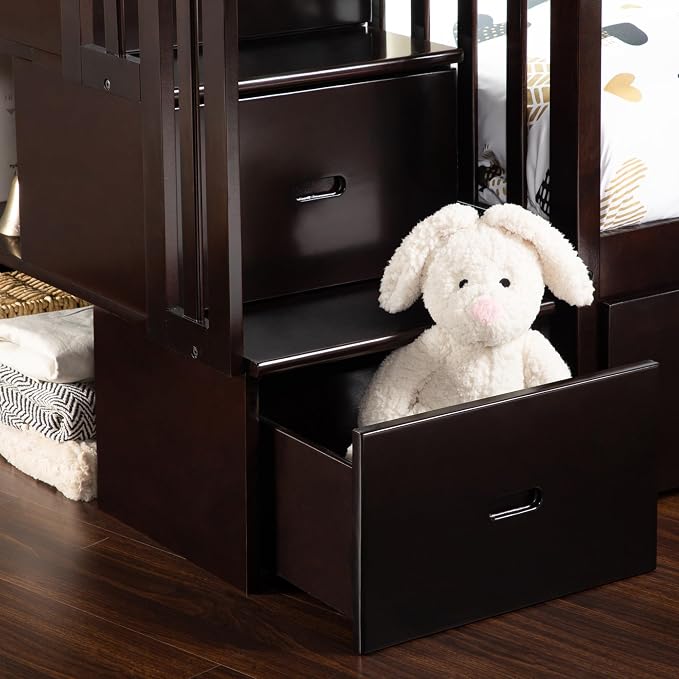 AFI, Westbrook Staircase Bunk Bed Twin Over Twin, Espresso
