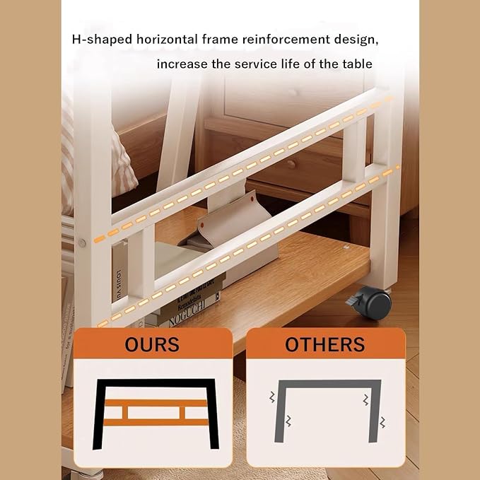 Rolling Computer Desk, 39.4 Inch Small Desks For Small Space, Portable Small Computer Desk with Monitor Stand & 3-Tier Storage, Portable Desk on Wheels for Writing, Home Office, Small Desk for Bedroom