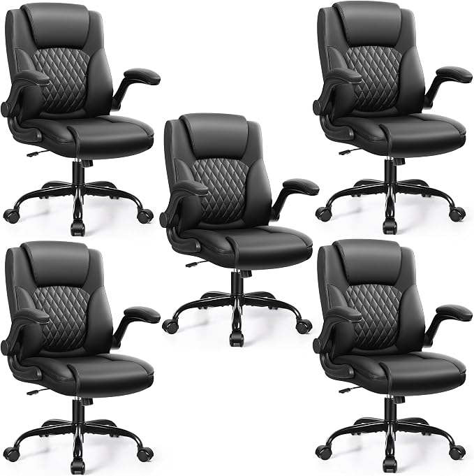 Leather Office Chair, PU Home Computer Desk Chairs with Ergonomic Back Support, 360°Swivel Free,Small Gaming Chair with Wheels and Adjustable Armrests, for Short People Use