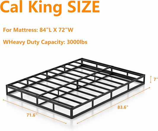 DORITRON Cal King Box Spring 7 Inch, 3000lbs Heavy Duty Box Spring California King Bed Base Metal Mattress Foundation, Easy Assembly, Noise Free