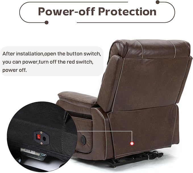 JIKFRIMA Power Lift Recliner Chair for Adults Elderly Senior | Lay flat Lift Recliner with Foldable Tray Table,Massage and Heating,Wireless Charging USB Ports,Faux Leather