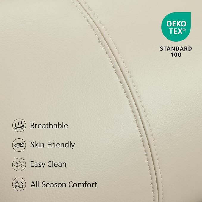 MCombo Lift Chair for Tall Man 6‘6’’, Dual Motor Power Lift Recliner Chair for Elderly, Lay Flat for Sleeping, Heat and Massage, USB & Type C, Faux Leather 7755 (Cream White)