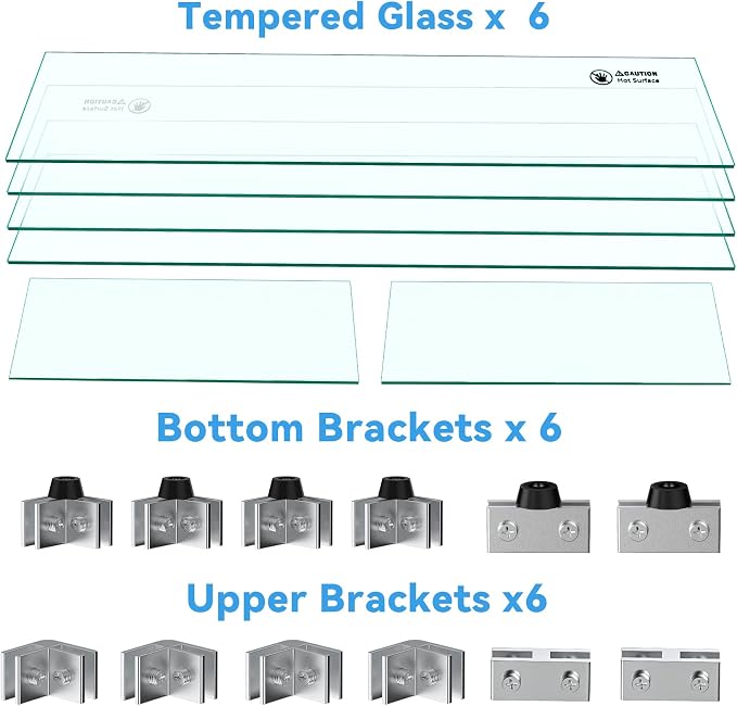 Skyflame Fire Pit Wind Guard, 53.5" x 19.5" x 6" Clear Tempered Glass Flame Guard Set with Hard Aluminum Corner Brackets and Rubber Feet, Fits for 48-inch Rectangular Fire Pit Burner Pan