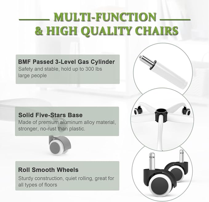Mimoglad Office Chair, High Back Ergonomic Desk Chair with Adjustable Lumbar Support and Headrest, Swivel Task Chair with flip-up Armrests for Guitar Playing, 5 Years Warranty