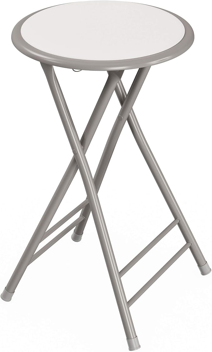 Lavish Home Folding Stool - Backless 24-Inch Stool with 225lb Capacity for Kitchen or Rec Room - Portable Indoor Counter Bar Stools (White)