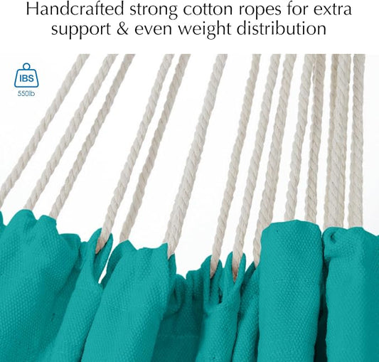 PNAEUT Hammock Chair Hanging Rope Swing for Outside Indoor for Bedroom, Outdoor, Patio (Aqua Blue)