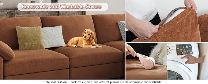 EASE MOOSE Oversized Sectional Modular Sofa, Large L Shape Sectional Couch Wide Deep Brown Modular Cloud Sofa Couch