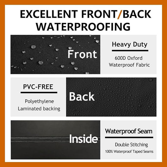 Heavy Duty Outdoor Sectional Sofa Cover, Waterproof 600D Patio Sectional Couch Covers, Lawn Patio Furniture Cover (Midnight Black, 100"x130"(L-Shaped-Left Facing))