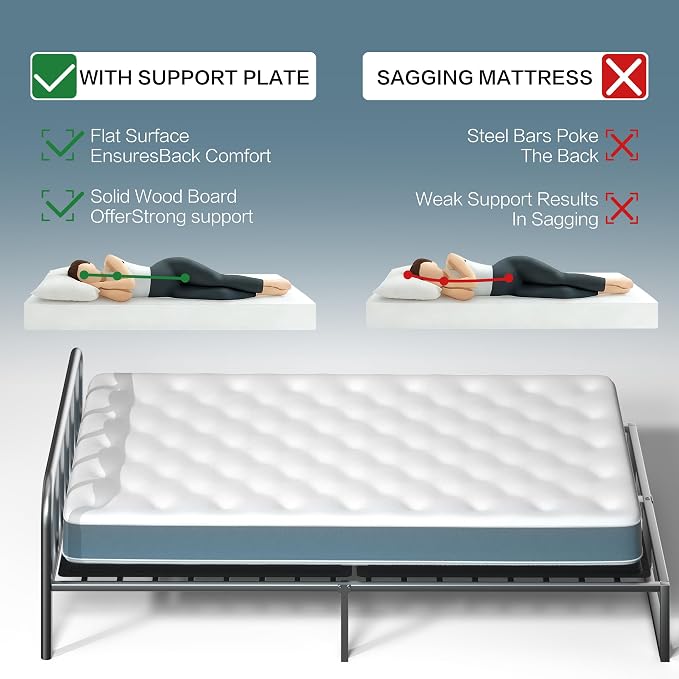 Bunkie Board 10MM, Folding Spring Box, Light and Thin, Breathable, Noise Minimizing, Moisture Resistant Bunkieboards,Bed Support Flat Noodles, Queen Size 60x80'' 