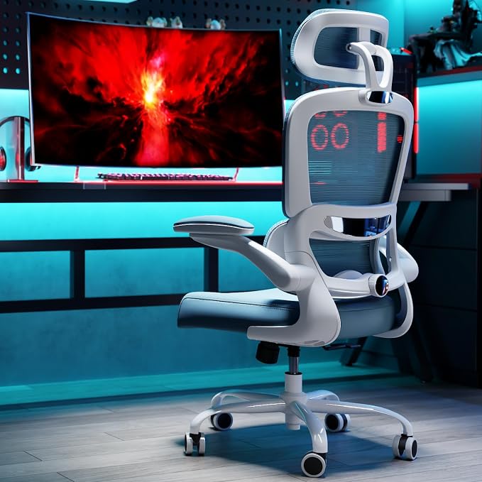 TRALT Office Chair Ergonomic Desk Chair, 330 LBS Home Mesh Office Desk Chairs with Wheels, Comfortable Gaming Chairs (1, Sky Blue)
