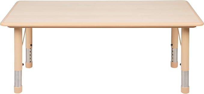 BizChair Adjustable Height Kids Activity Table, Natural Plastic, 23.6" W x 47.25" L, Rectangular, Table Only