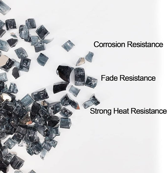10 Pound 1/2 Inch Crushed Fire Glass for Natural or Propane Fire Pit Fireplace and Landscaping, 10 Pounds Black