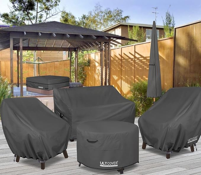 ULTCOVER Patio Fire Pit Table Cover Round 36 inch Outdoor Waterproof Fire Bowl Cover, Black