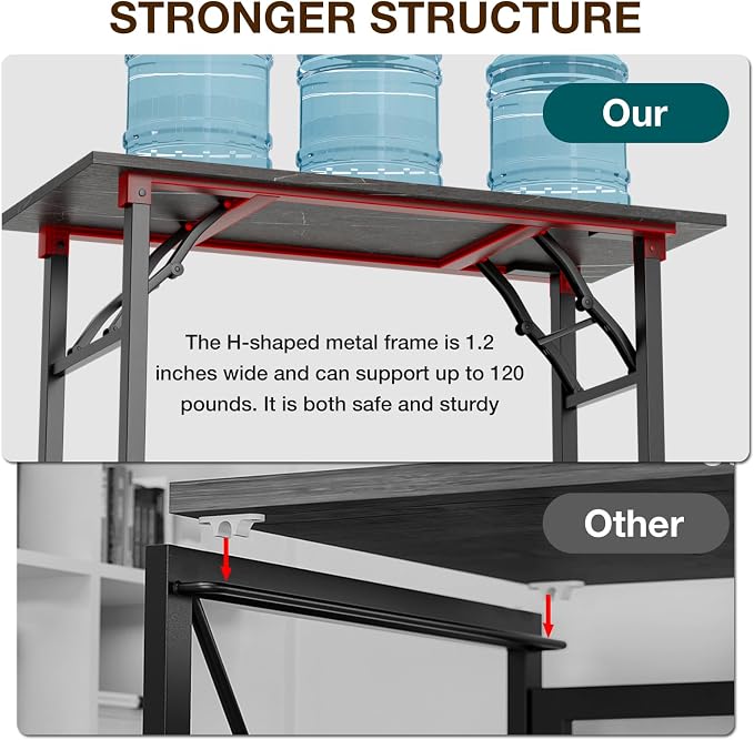 TEMI Small Computer Desk Folding Table - 43.3" Foldable Office Desk, No Assembly, Perfect for Small Spaces in Bedroom, or Apartment, Portable Mini Desk or Study Table Compact Design, Marble Greige