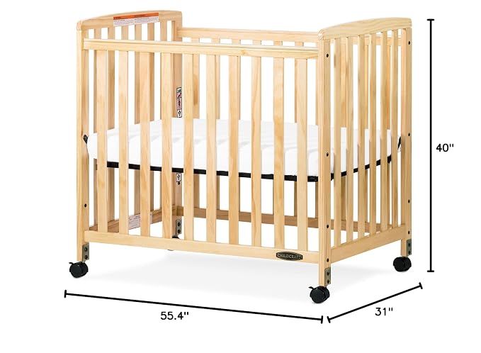 Child Craft Bristol Professional Series Compact Crib with Casters, Natural