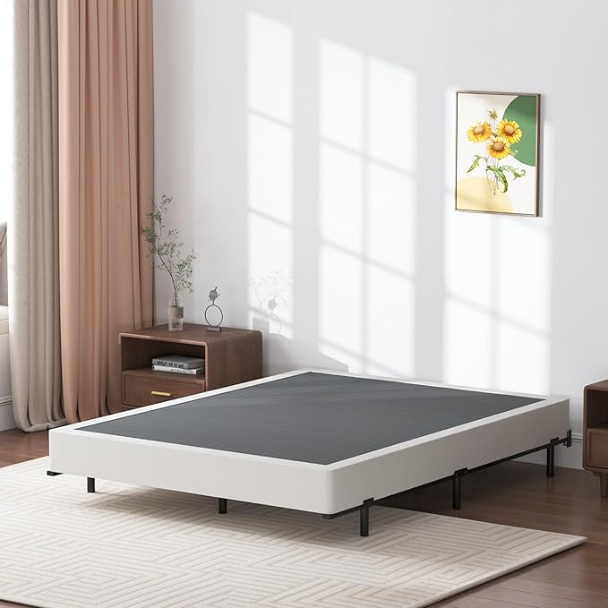 SHLAND King Box Spring, 7 Inch King Size Box Spring and Cover Set, 3000lbs Heavy Duty Metal Mattress Foundation with Easy Clean Cover, No Noise, Easy Assembly