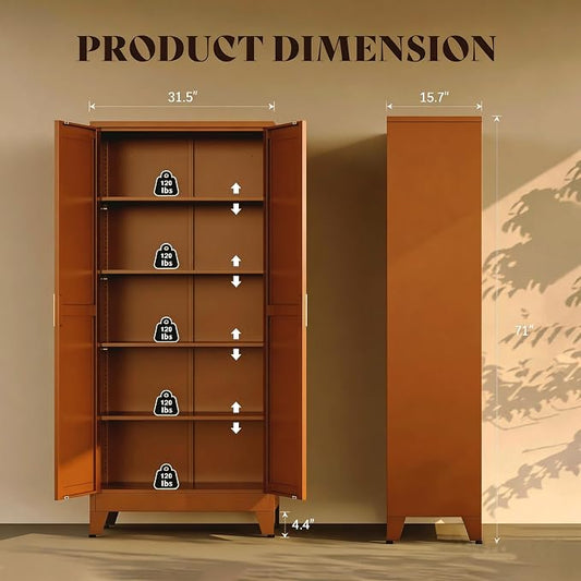 71" H Metal Storage Cabinet,Food Pantry Cabinets with Doors,Tall Cabinet,Kitchen Pantry Storage Cabinets