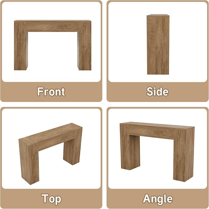 Wood Console Table for Entryway Living Room, 43-Inch Modern Sofa Table, Farmhouse Small Rectangular Accent Console with Wooden Double Base for Behind Couch Hallway Foyer Entrance, Light Oak Brown