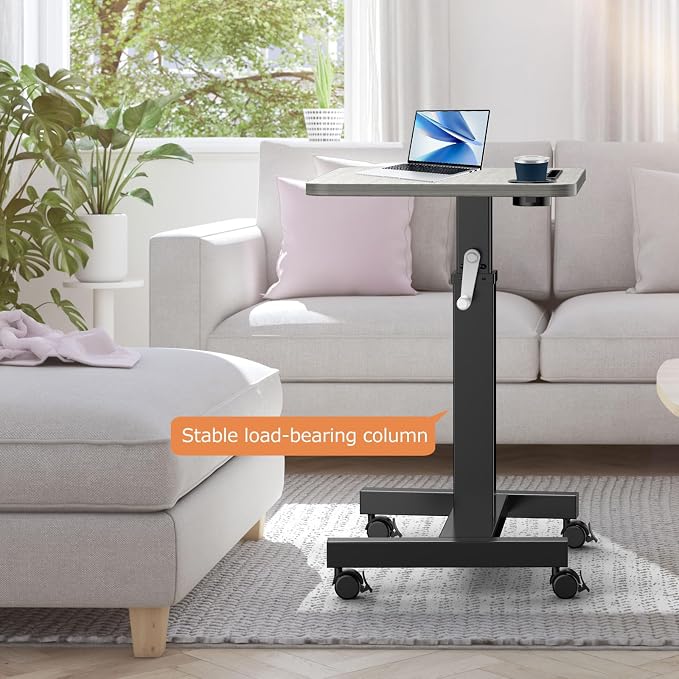 Mobile Standing Desk with Wheels, Elevating Table,Lift desks for Home Office,Rolling Portable Laptop Desk Height Adjustable, Mobile Computer Desk,Small Sit Stand Workstation(Black)